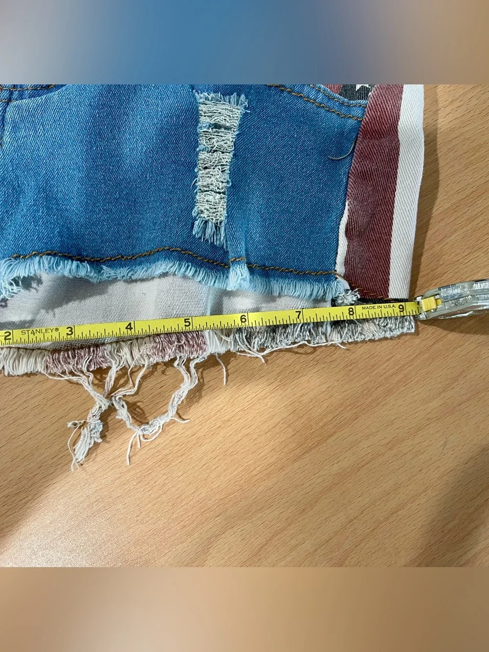 Source Unknown Red White Blue Patchwork Denim Shorts - Picture 5 of 6